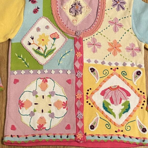 VTG Sweater Women's M That Sweater Beaded Beautiful Floral Designs Nice - Picture 3 of 12